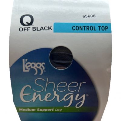 L'eggs Sheer Energy Pantyhose Control Top Medium Support Leg Off Black 1 Pair